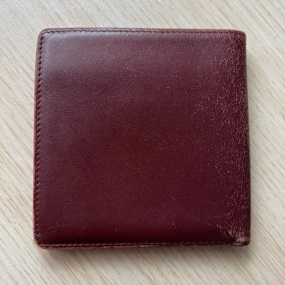 Cartier Mastline Bi-Fold Wallet Leather Bordeaux Wine Red